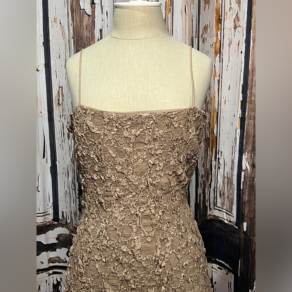 AKIRA Strapless Textured Tan Dress - Picture 2 of 8